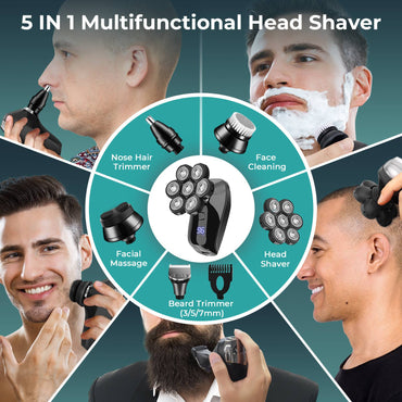 Kensen 5 In 1 Electric Shaver 7D Floating Cutter Head Rechargeable Shaver Kit For Men IPX6 Waterproof Beard Trimmer head shavers
