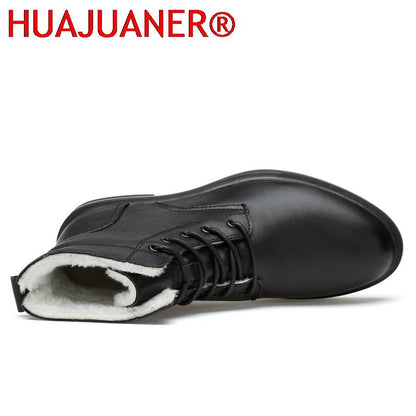 Men Winter Shoes Formal Dress Boots Black Motorcycle Boots Warm Oxford Ankle Men's Boots Genuine Leather High Quality Big Siz 50