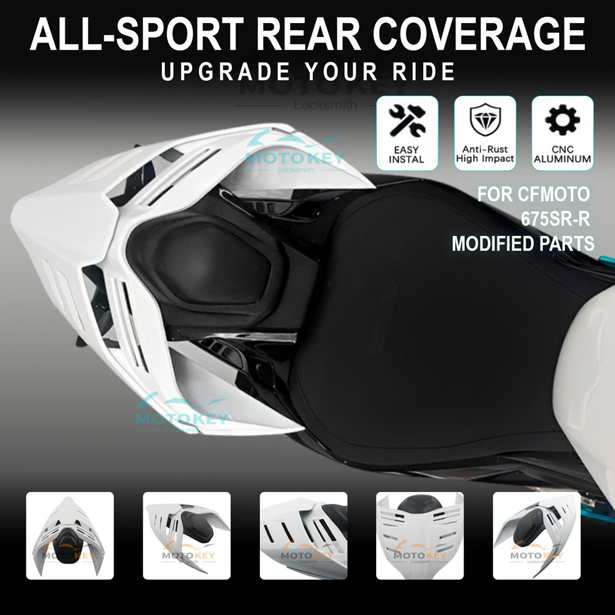 Para CFMOTO 675SR 675SR-R Carenagem de Banco Traseiro para Passageiro de Motocicleta Capa de Banco Traseiro 675SR