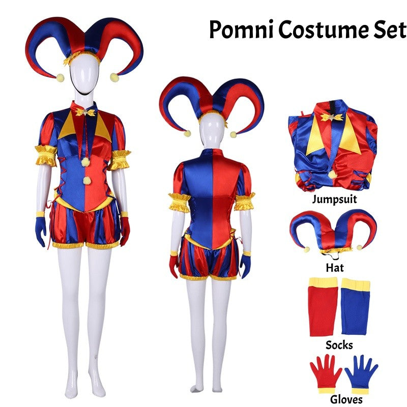 Hazbin Hotel Fizzarolli Cosplay Costume The Amazing Digital Circus Pomni Pierrot Harlequin Clown Outfit Halloween Party Costume