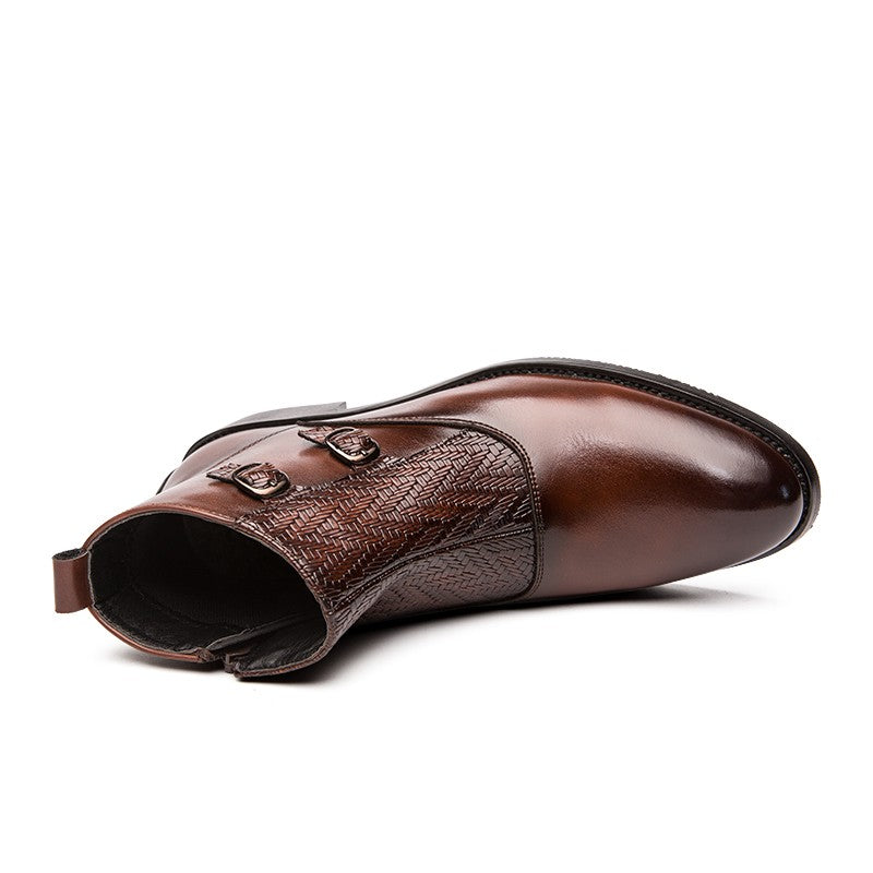 2025 Men's Fashion Chelsea Boots Comfortable Leather Upper Dry Inner Non-Slip Rubber Sole Casual Resistant Ankle Dress Boots