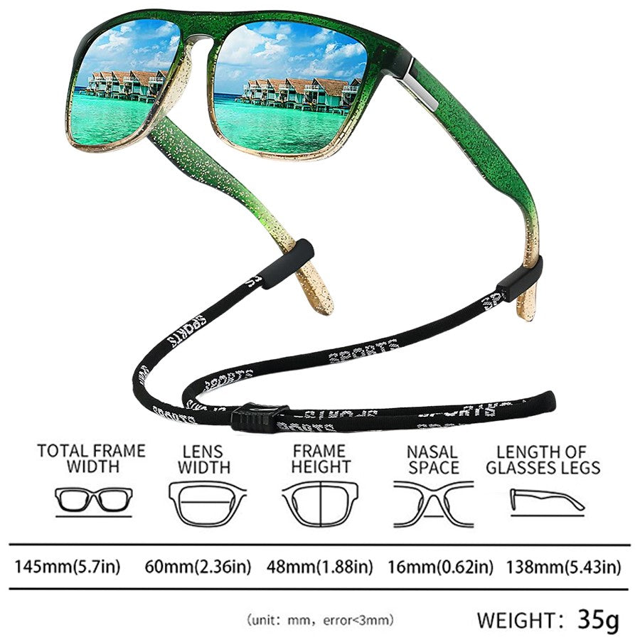 Fashion With Chain Square Sunglasses For Men Women Driving Fishing Brand Designer Sun Glasses Man UV400 Eyewear