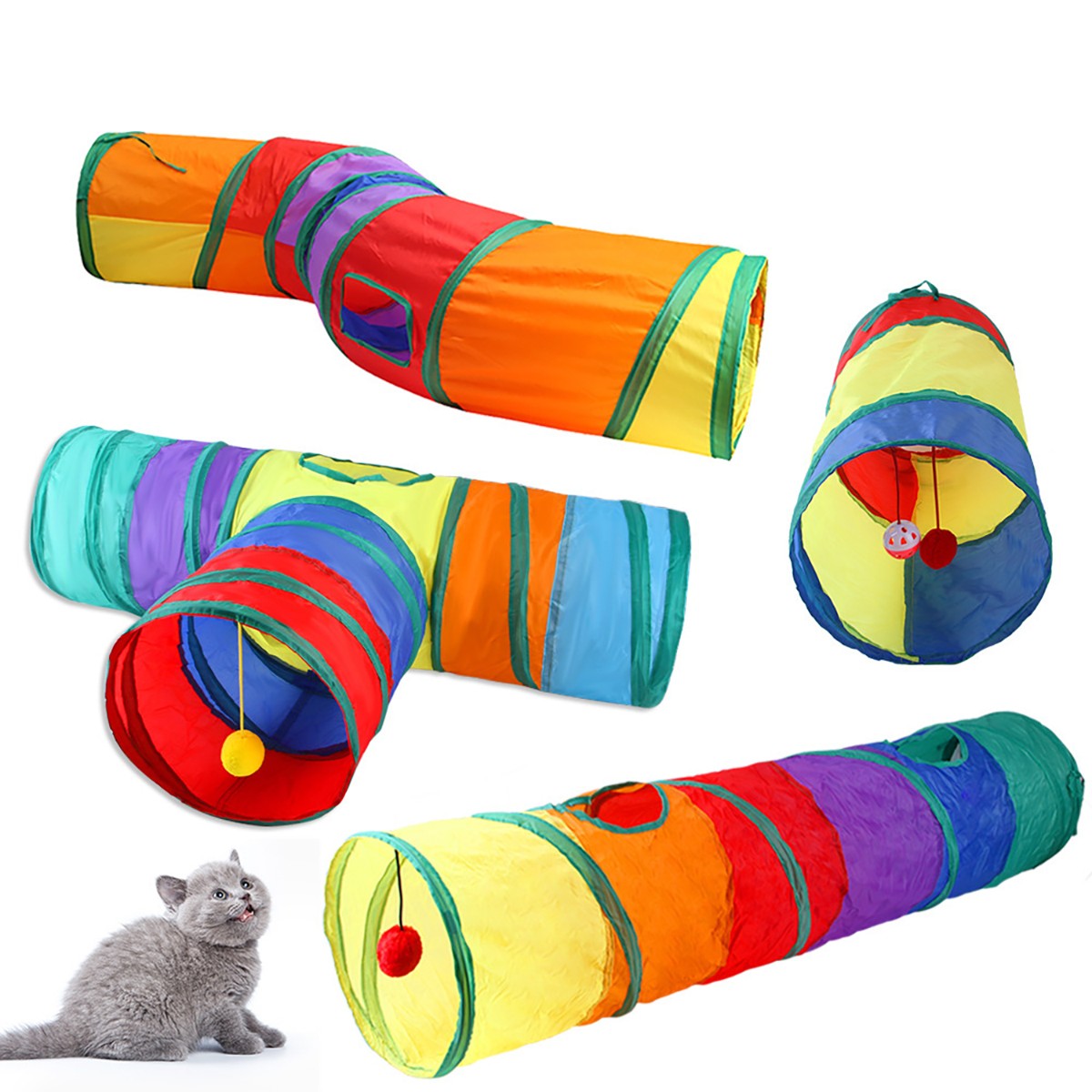 Túnel para Gatos Dobrável Túnel para Gatos Suprimentos para Animais de Estimação Brinquedo de Gato de Passar Túnel de Brincar Barril Perfurado Respirável para Papel de Barulho Interno
