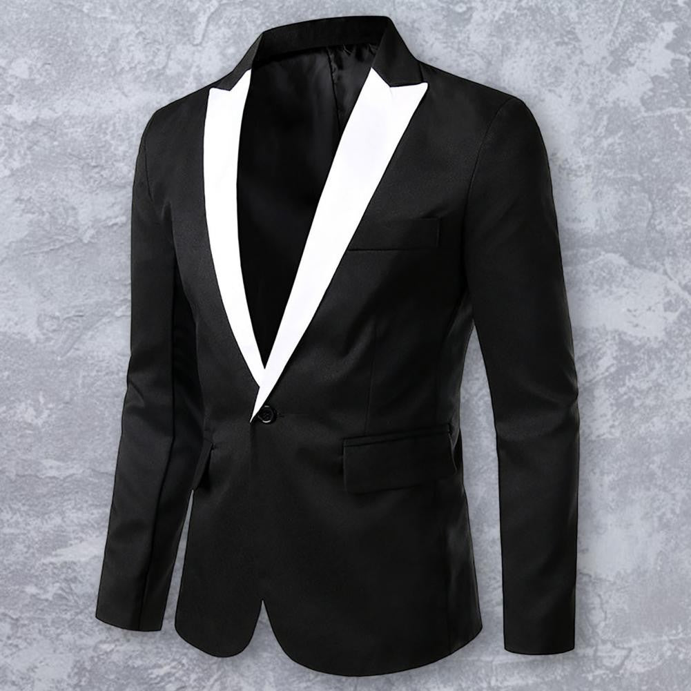 Men Formal Loose Contrast Color Suit Coat Classic Men Suit Coat