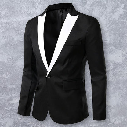 Men Formal Loose Contrast Color Suit Coat Classic Men Suit Coat