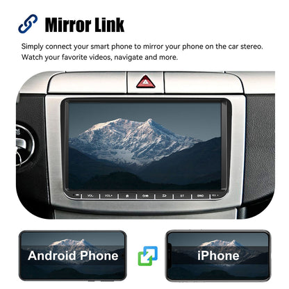 Central Multimídia 9" Android 14 4G+64G Sem Fio Carplay GPS NAVI WIFI RDS FM BT EQ para VW Golf 5 6 Passat Polo Touran Tiguan Caddy EOS