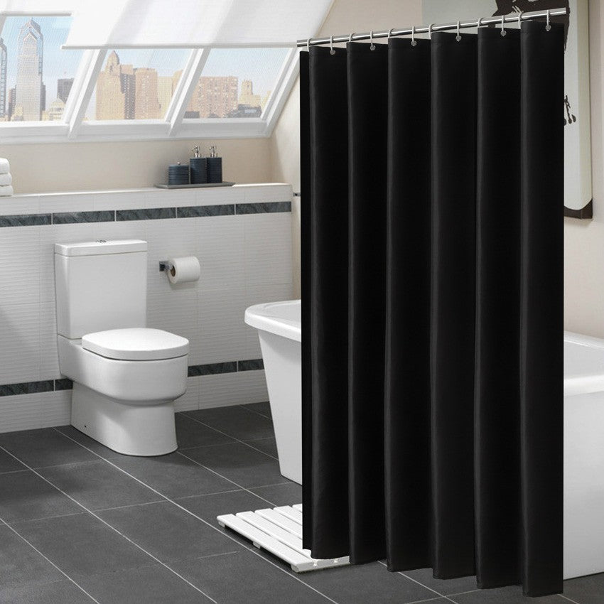 Cortinas de Chuveiro Pretas Modernas Tecido Impermeável Cor Sólida Cortinas de Banho Para Banheiro Banheira Grande Cobertura de Banho Larga Com Gancho