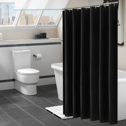 Cortinas de Chuveiro Pretas Modernas Tecido Impermeável Cor Sólida Cortinas de Banho Para Banheiro Banheira Grande Cobertura de Banho Larga Com Gancho