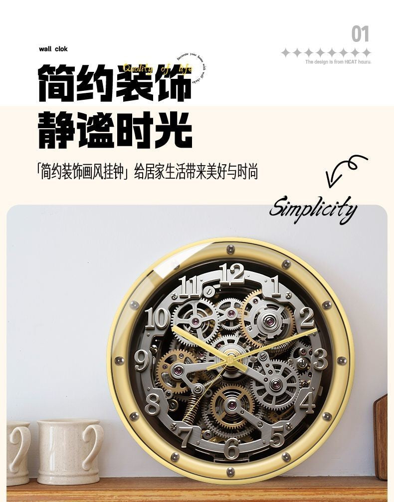 A European-style Retro Clock That Imitates A Mechanical Feel A Wall Clock for Home Use in The Living Room