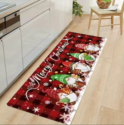 Christmas Kitchen Mat Holiday Elf and Truck Winter Snowflake Mat Holiday Party Decor Carpet Living Room Bedroom Room Kitchen