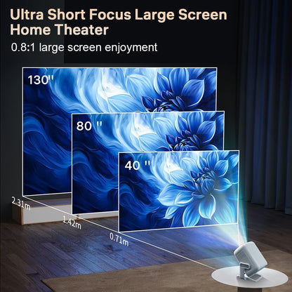 Projetor Portátil Nativo 1080P 350 ANSI Suporte 4K Android 11 360° com Foco e Keystone Automáticos Wifi6 BT5.4 para Casa, Escritório