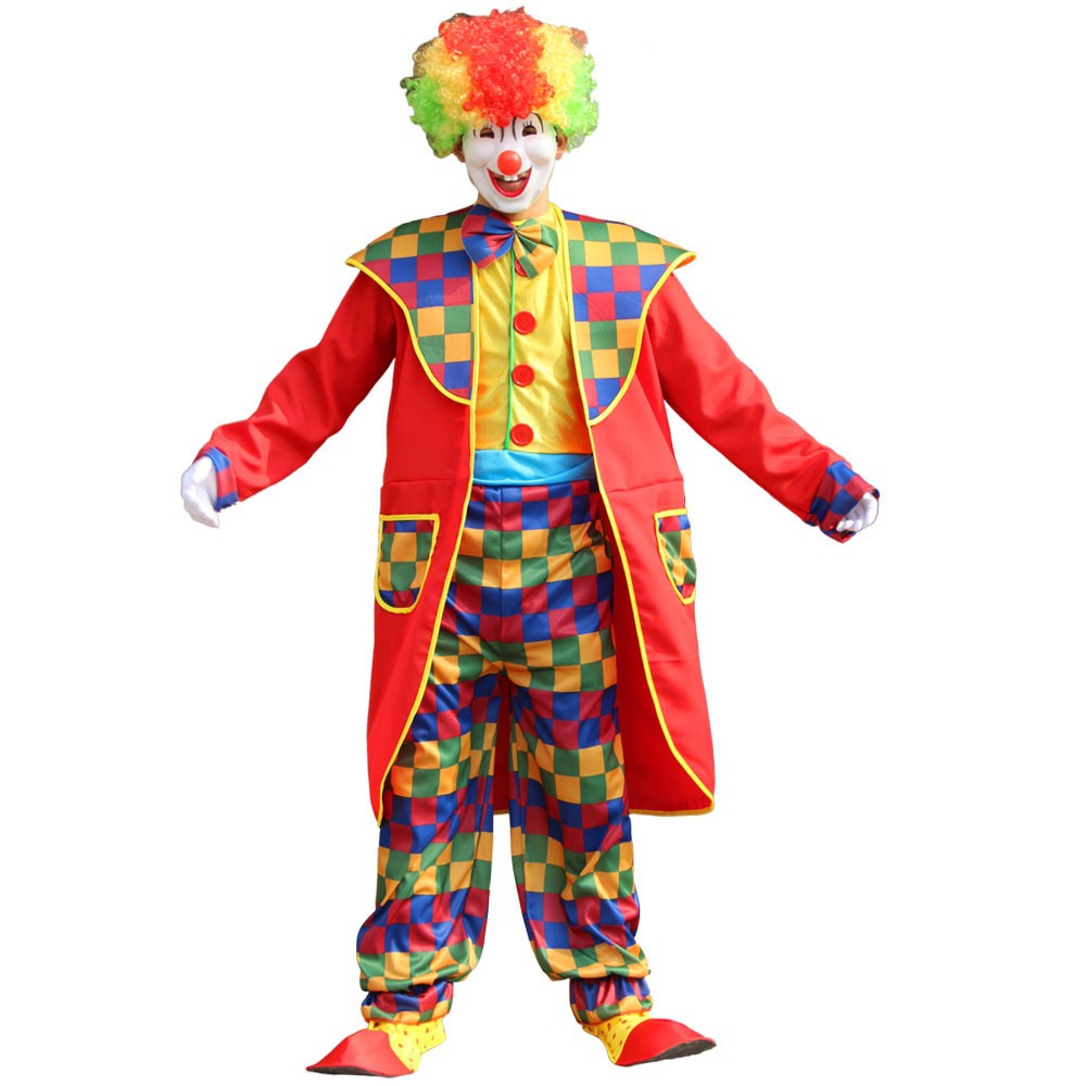 Adults Funny Clown  Costumes ,Joker Cosplay Suits for Men,Magician Performance Fancy Outfits?just Clothes,no Prop Wig/Mask/Shoes