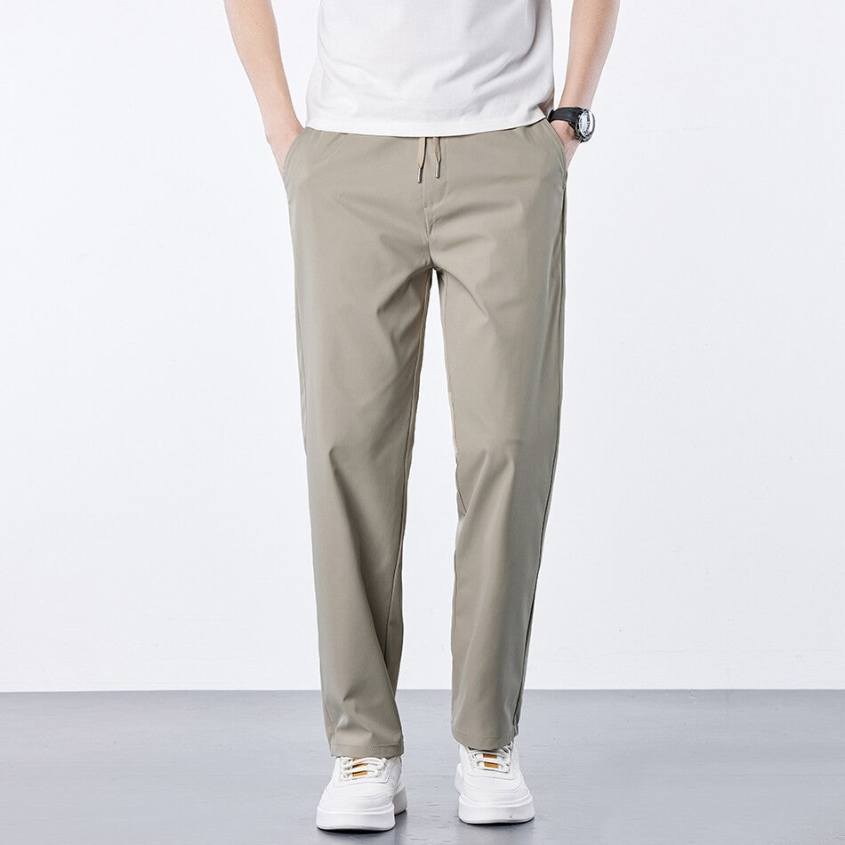 Calça Masculina Casual de Verão Seda Gelo Calça com Elástico na Cintura Calça de Corrida Fresca Respirável 5GG