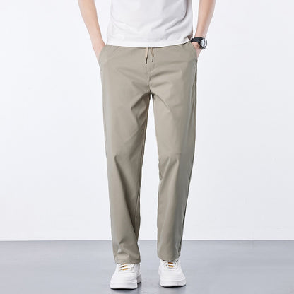 Calça Masculina Casual de Verão Seda Gelo Calça com Elástico na Cintura Calça de Corrida Fresca Respirável 5GG