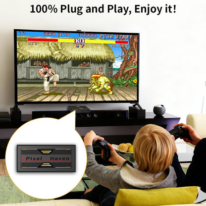 4K HD Retro Game Box Pixel Haven Video Game Console Plug&Play for TV 35500+Games for DC/PS1/PSP/SS/MAME/NES/Sega with Controller