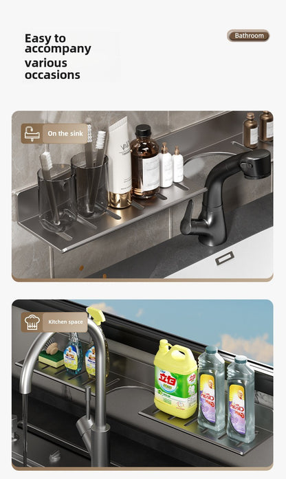 Toilet faucet storage rack, toilet sink, washbasin, wall mounted non perforated mirror front bathroom rack