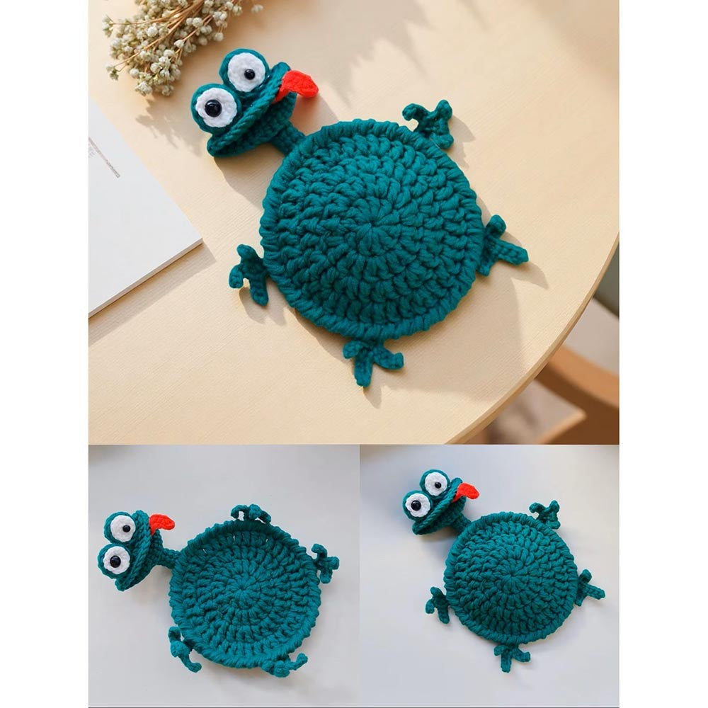 Funny Crochet Animal Coaster Finished Handwoven Coaster Coffee Cup Decor Gift