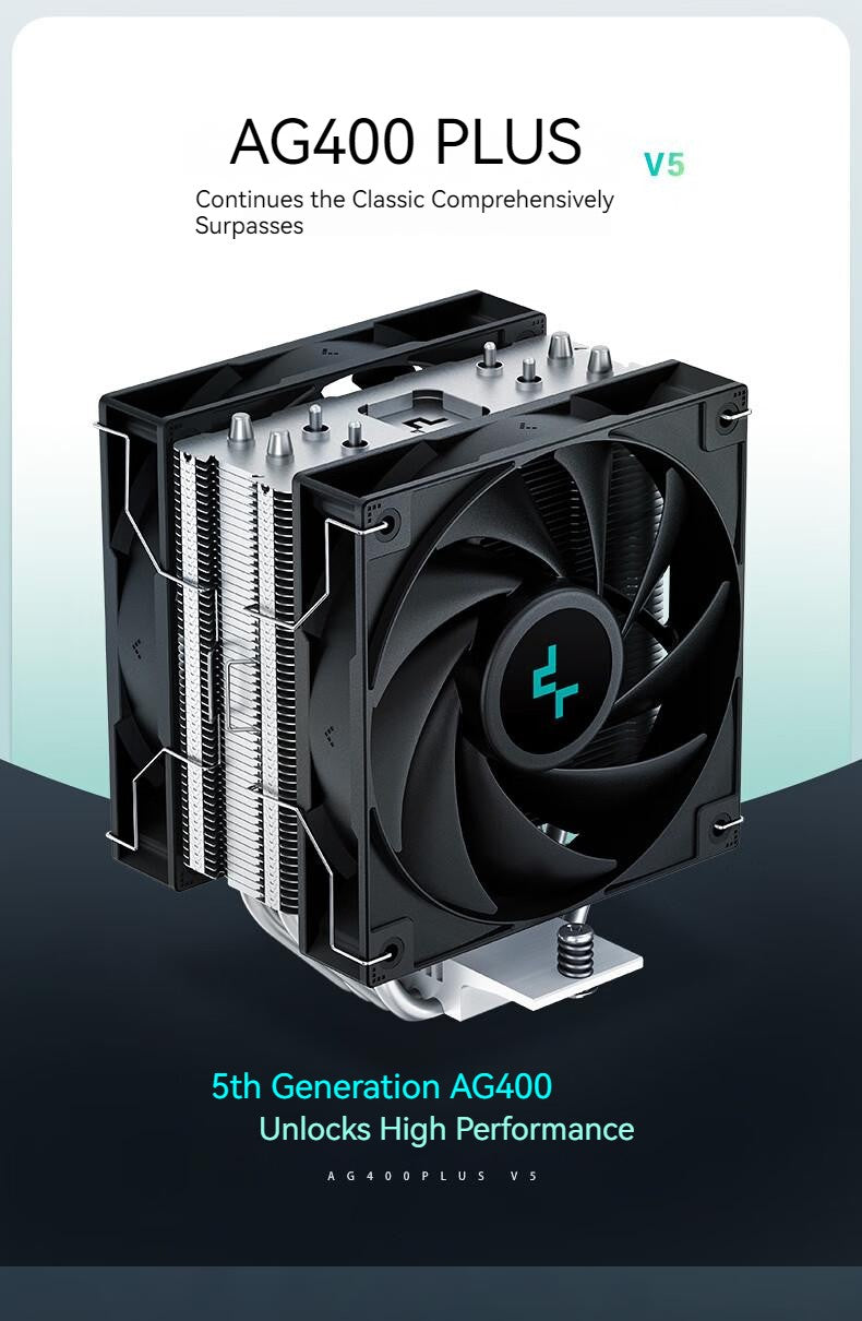 DEEPCOOL AG400 4 Heat pipes Dual Fan CPU Air-Cooling Radiator 2000RPM Desktop Cooling Fan For Intel LGA1700 1200 115X AMD AM4