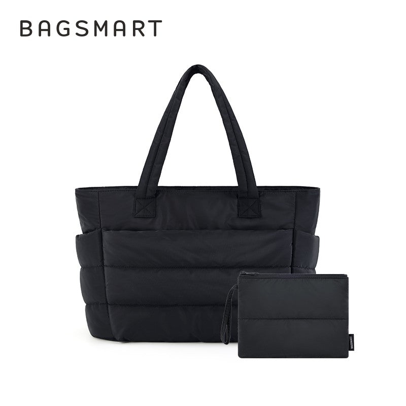 BAGSMART Women's Tote Bag Simple Travel Bag Casual Commuting Messenger Handbag Student College Shoulder Bag