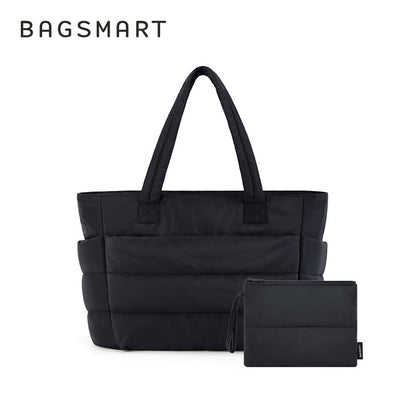 BAGSMART Women's Tote Bag Simple Travel Bag Casual Commuting Messenger Handbag Student College Shoulder Bag