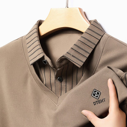 High quality brand long sleeve men's polo shirt autumn new style fashionable flip collar striped personalized top casual T-shirt