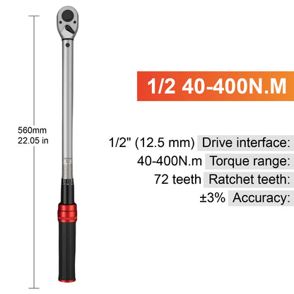 Conjunto de Chaves de Torque Ajustáveis 1/4" 3/8" 1/2" Chave de Torque Catraca Tipo Click Aço CRV Ferramenta de Reparo Industrial para Bicicletas
