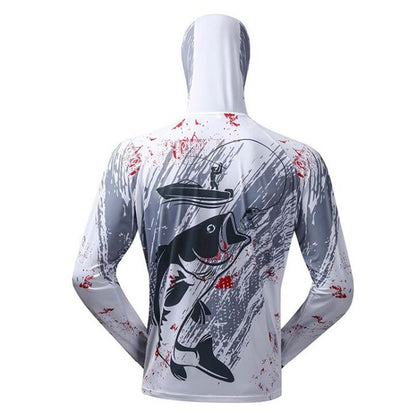 Camisa de Pesca Masculina de Manga Longa Profissional Respirável de Secagem Rápida com Capuz Anti-UV Roupas Masculinas para Exterior Casaco de Pesca