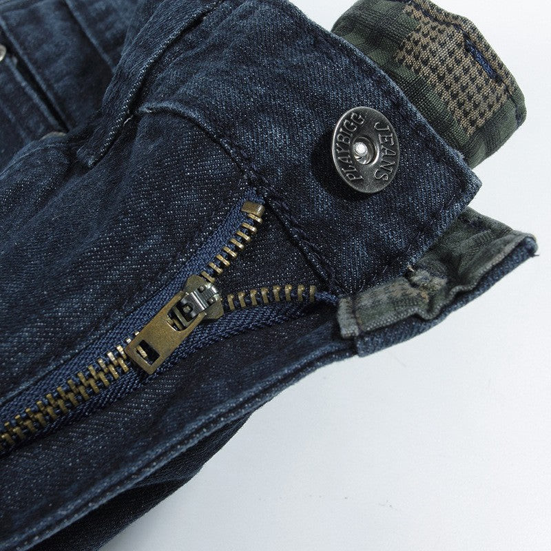 ABOORUN Mens Plus Size Loose Baggy Denim Shorts Fashion Streetwear Hip Hop Skateboard Cargo Jeans Short for Male R1402