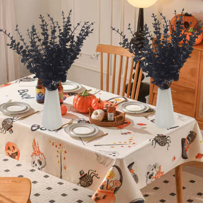50/10x Black Artificial Eucalyptus Branches Simulation Flowers Stems Halloween Thanksgiving Ornaments DIY Home Table Decoration