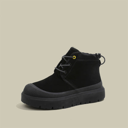 Fujin 4cm New Synthetic Suede Genuine Leather Spring Autumn Ankle Booties Chunky Sneakers High Brand Big Size Plush Women Shoes