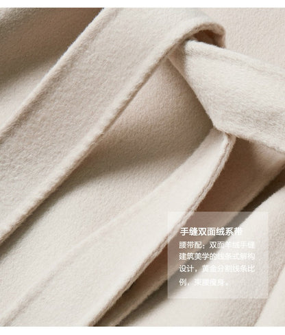 Novo estilo de casaco feminino de lã bege slim fit para outono e inverno, moda japonesa e coreana