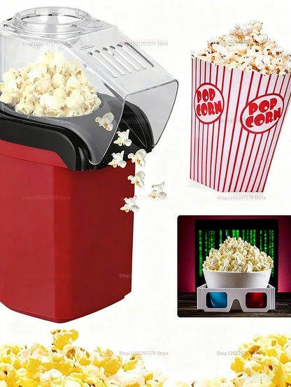 Mini Popcorn Maker: Electric Hot Air Corn Popper with fast heating, a Compact Snack Machine for Movie Night Parties Home Kitchen