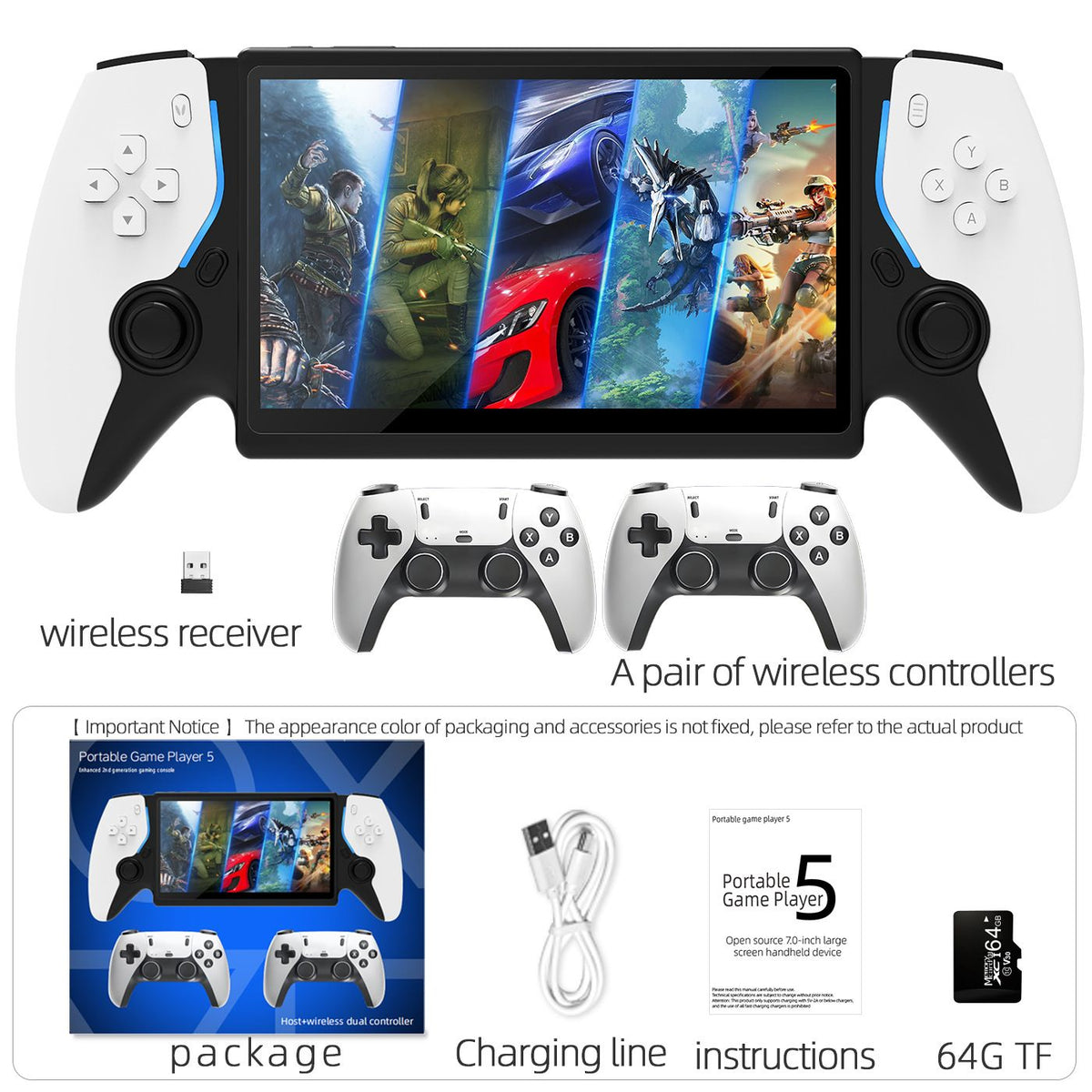 HC8000 Handheld Game Console Multiple Games 30+ Emulators 7.0 Inch Screen Portable Gaming Player Children's Toys Game Console