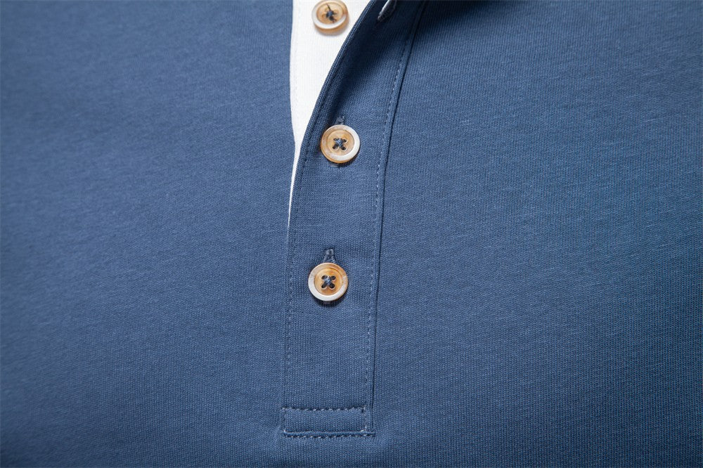 AIOPESON Men's Long SleeveT-shirt Fashion HIgh Quality Cotton t shirt for man button collar basic tshirt