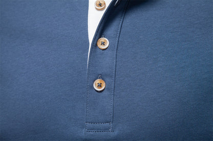 AIOPESON Men's Long SleeveT-shirt Fashion HIgh Quality Cotton t shirt for man button collar basic tshirt