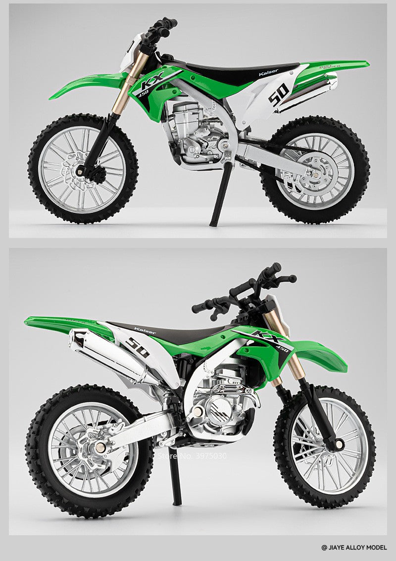 1:12 Kawasaki KX450 Motorcycle Car Toy Model Alloy Diecast Wheel Steering Miniature Mountain Off-road Motorcycles Boys Xmas Gift