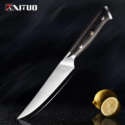 Facas de Cozinha Premium 1-9PEÇAS Conjunto de Facas Japonesas de Aço Inoxidável 5CR15 Incluindo Facas Santoku, Cutelo, Utilitária e de Desossar