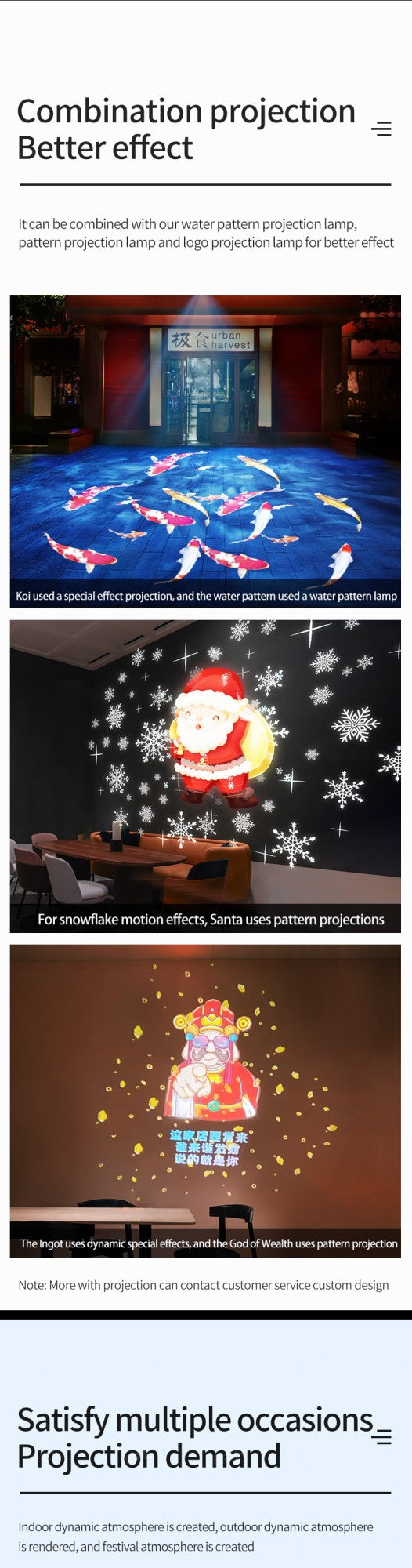 Outdoor Waterproof Custom Goldfish Cloud Pattern Dynamic Fish Light Creative Projection Lighting for Garden
