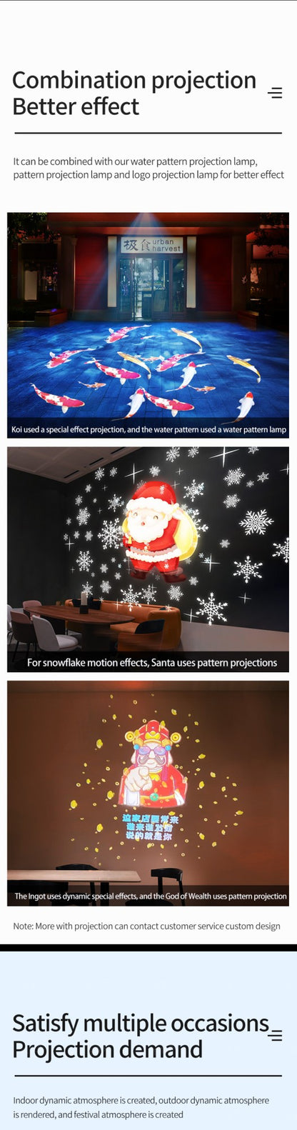 Outdoor Waterproof Custom Goldfish Cloud Pattern Dynamic Fish Light Creative Projection Lighting for Garden