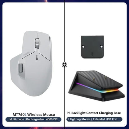 Rapoo MT760/MT760Mini Multi-mode Rechargeable Wireless Bluetooth Mouse Ergonomic 4000 DPI Support Up to 4 Devices Office Mice