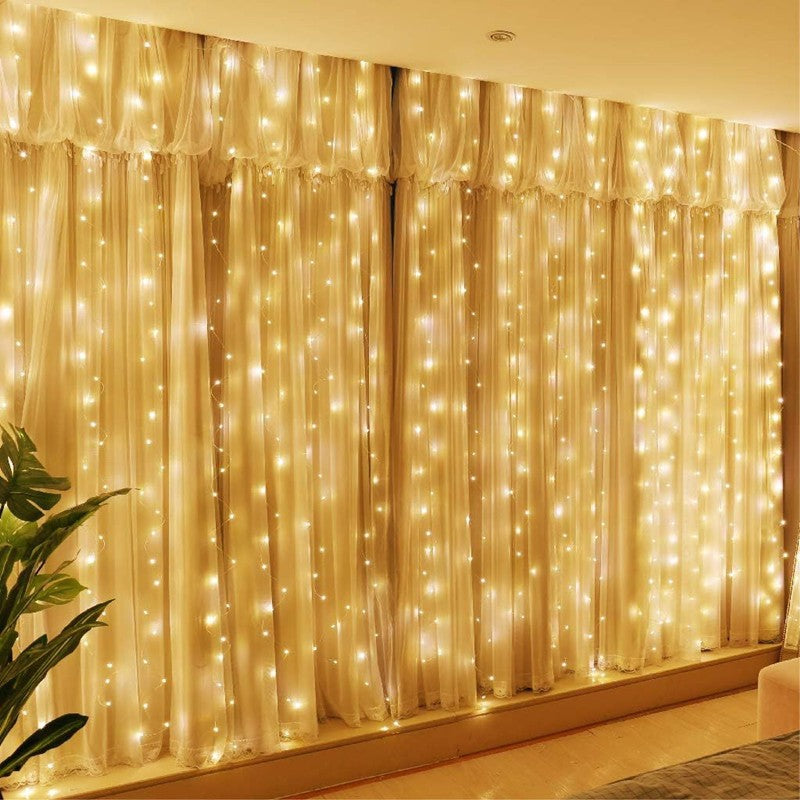 Solar Curtain Light Outdoor Waterproof Solar Fairy Garland String Lights for Garden Yard Pavilion Wedding Party Holiday Decor