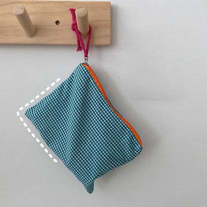 New Women Plaid Makeup Bag Large Capacity Cotton Zipper Pouch Purse Travel Clutch Makeup Bag Cosmetic Zipper Necessarie Feminina
