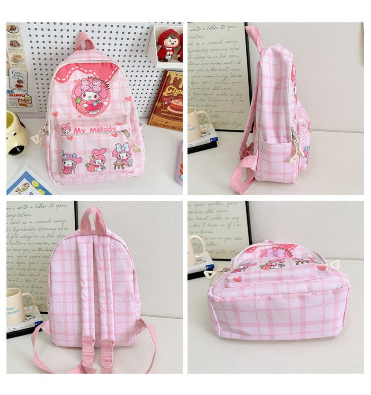 Mochilas Hello Kitty Kuromi Cinnamoroll com estampa de desenho animado fofo e leve para meninos e meninas do jardim de infância