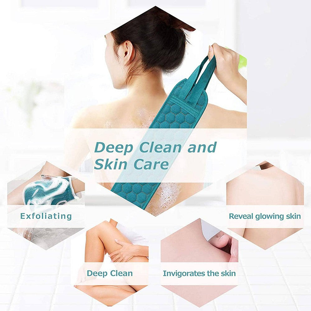 Conjunto Esfoliante Corporal - Inclui Esfoliador de Costas, Luva de Banho e Esponja de Banho Loofah