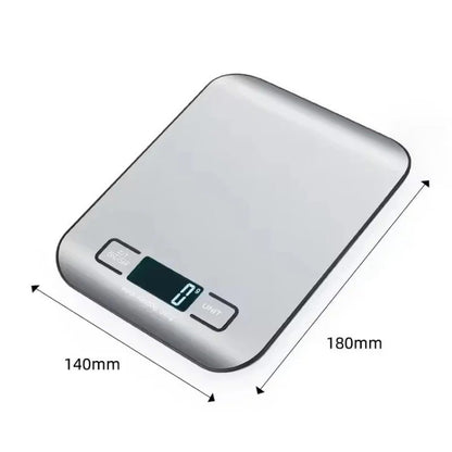 Nova Balança Digital Eletrônica de Cozinha 5kg-1g com Display LED Painel de Aço Inoxidável Ideal para Casa Joias Lanches e Cozimento
