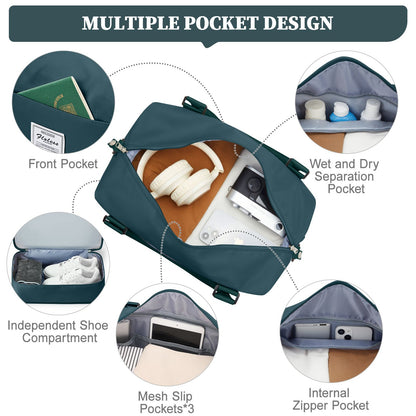 Travel Bags for Women Men, Expandable Handbag Travel Duffle Bag for Plane Ryanair 40x20x25 Cabin Weekend Bag Gym Bag Sports Bag