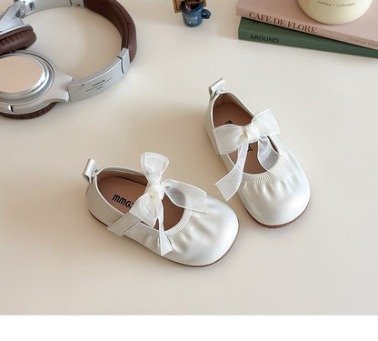 Baby Girl Princess Shoes Shine Surface Korean Style Lace Bow Casual Flats Non-Slip Toddler Kid Wedding Party Adorable Baby Shoes
