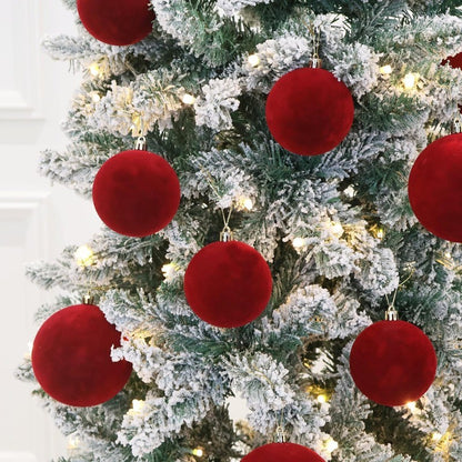 1/30pcs Wine Red Christmas Ball Velvet Round Christmas Balls Xmas Tree Ornaments Ball Hanging Pendants New Year Party Decor
