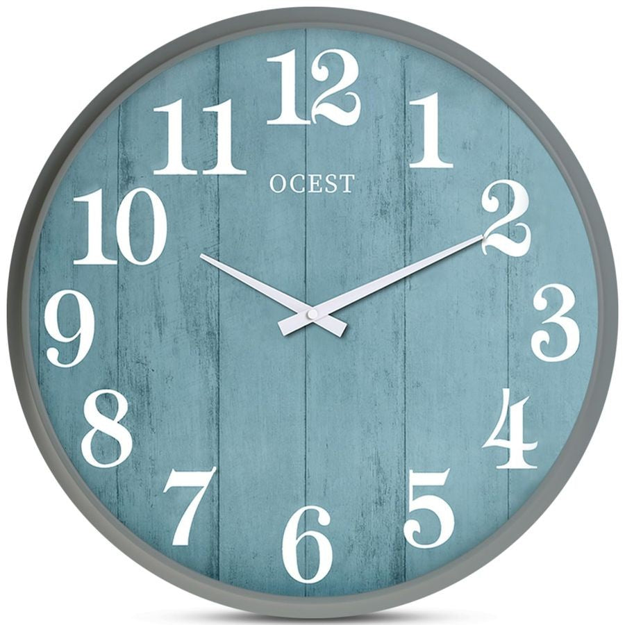 18 Inch Large Wall Clock, Silent NonTicking Modern Wall Clocks with Woodgrain Design Decorative for Living Room, Farmhouse, Kitc