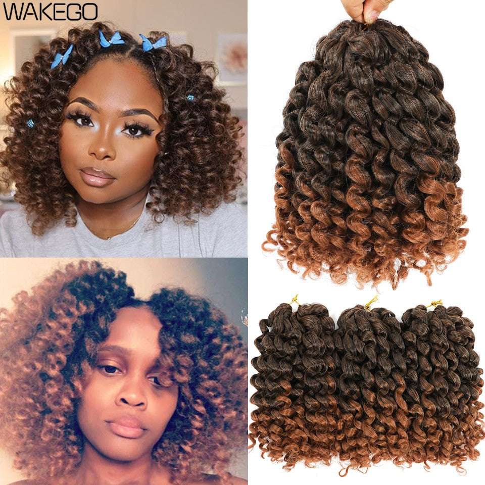 1-4 Pacotes 2X Ringlet Wand Curl Jamaican Bounce 8 polegadas Sintético Wand Curl Twist Braids Hair Crochet Cabelo Cacheado Extensões 20 Raízes